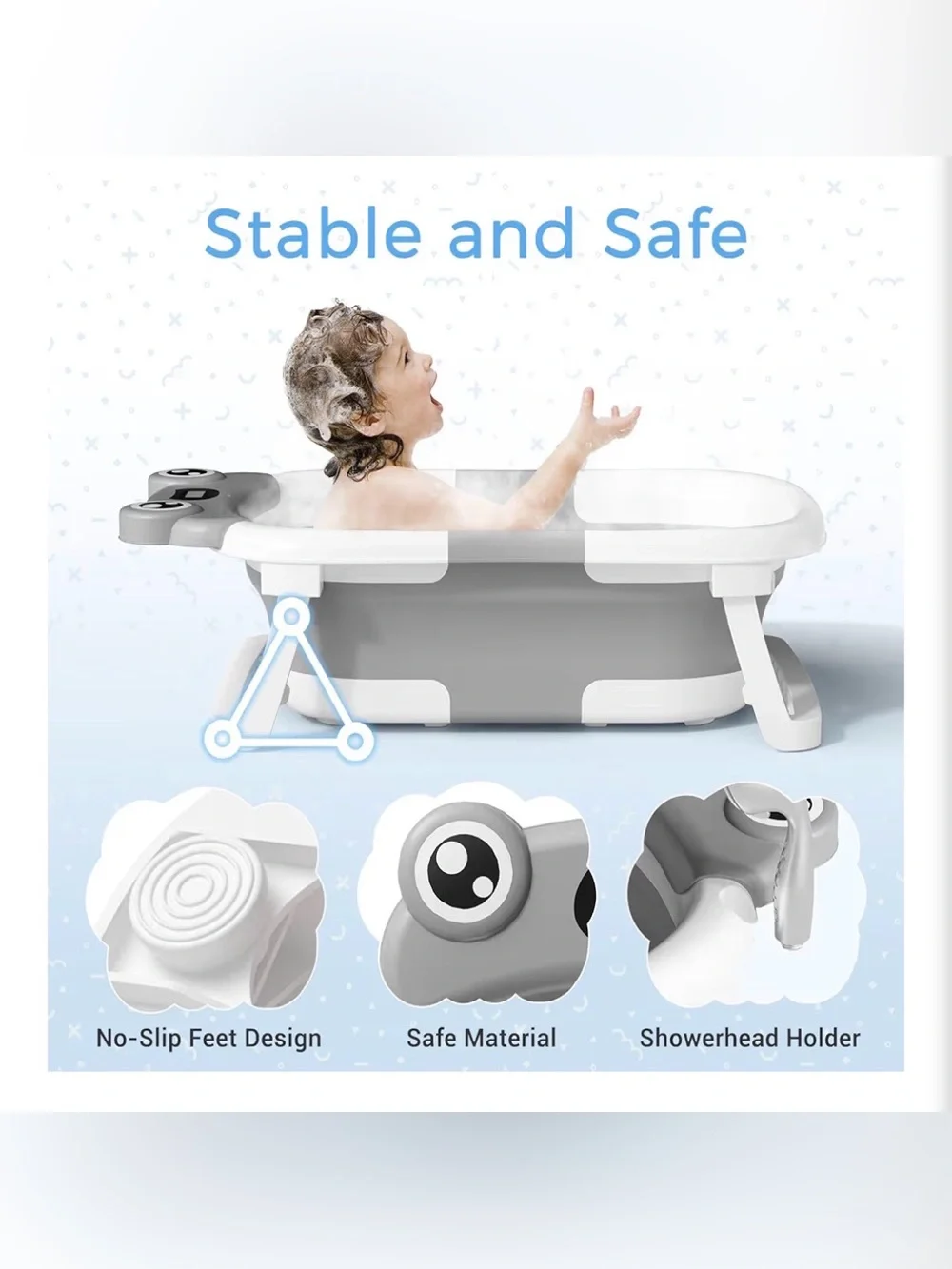Baby Bathtub, Collapsible Newborn Bathtub For Infant To Toddler